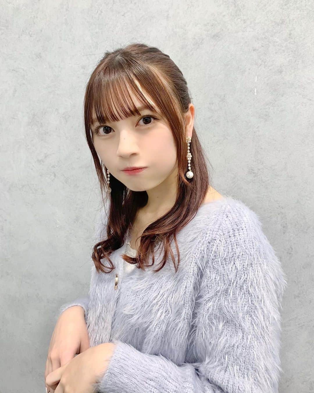 廣川奈々聖のインスタグラム：「Newピアス 〜🦋🤍﻿ ﻿ ﻿今日、まつげの調子が良かった ¨̮ ﻿ ﻿ ﻿#ハンドメイドピアス#pierce」