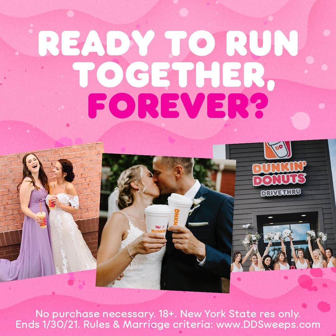 ダンキンドーナツさんのインスタグラム写真 - (ダンキンドーナツInstagram)「Calling all New Yorkers!!  Save the date 👰💍 because love is in the air, and in our Drive Thru! 🚙  Enter for a chance to win a Drive Thru wedding- courtesy of us. You read that right. Say “I do”, or renew your vows on 2.12.21  To Enter: 💗Follow @dunkin on Instagram 💗Post a photo showing us how Dunkin’ is part of your love story and/or why you want to get married at a Dunkin’ Drive-thru using #DunkinIDoContest. Don't forget to tag us @Dunkin'! 💗Further details in our bio!  No purchase necessary. 18+. New York State res only. Ends 1/30/21. Rules & marriage criteria: www.DDSweeps.com」1月28日 0時01分 - dunkin