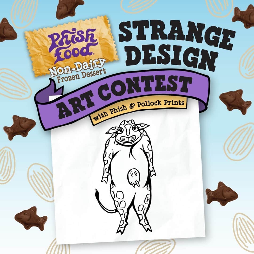 Ben & Jerry'sのインスタグラム：「Swap your spoon for a paintbrush! Enter the Strange Design Art Contest with @phish and @pollockprints for your chance to win a Phish Food® Non-Dairy Prize Pack, including two tickets to any Phish show, original Jim Pollock art, a year’s supply of Ben & Jerry’s ice cream, and more! Learn more and enter for your chance to win at the link in our bio. #StrangeDesignContest⁠ ⁠ Contest rules: https://benjerrys.co/strangedesigntandc」
