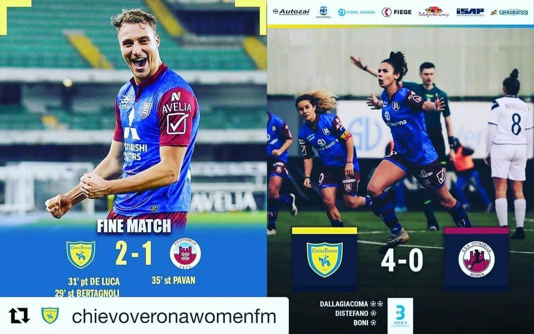 ACキエーヴォ・ヴェローナさんのインスタグラム写真 - (ACキエーヴォ・ヴェローナInstagram)「@chievoveronawomenfm, missione compiuta 👍!  Ottima doppietta 💛💙... e ottima rima 😜  #Repost @chievoveronawomenfm with @get_repost ・・・ Come un dejavu... Uomini o donne, il Derby è sempre GIALLOBLÙ! 🟡🔵  @acchievoverona 🤝 @chievoveronawomenfm  • • • 💛💙 #ChievoVeronaWomenFM #ChievoVerona #noisiamogialloblu #Chievo #cvw #calciofemminile #calcioitaliano #ilcalcioèdichiloama #calcio #calciogiovanile #campionato #figc #womensoccer #scuolacalcio #serieb #primavera #esordienti #pulcine #primicalci #Verona #mozzecane #gialloblu #valoredonna #respect #cuorematto」1月28日 5時43分 - acchievoverona