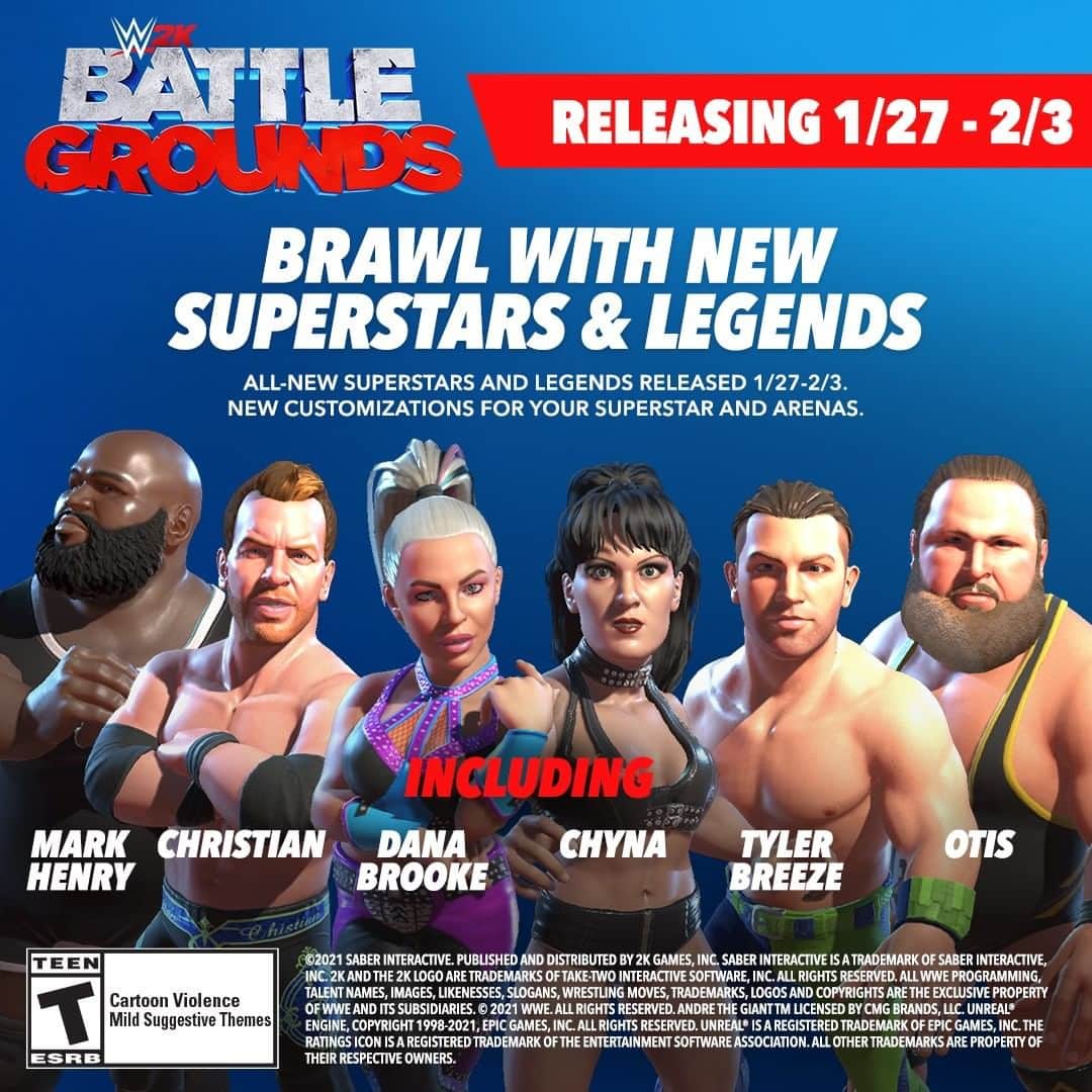 2Kさんのインスタグラム写真 - (2KInstagram)「Check out the new Superstars and Legends coming to #WWE2KBattlegrounds 1/27-2/3! Trust us, you won't want to miss this! 💥 http://2kgam.es/3qRG17y」1月28日 1時00分 - 2k