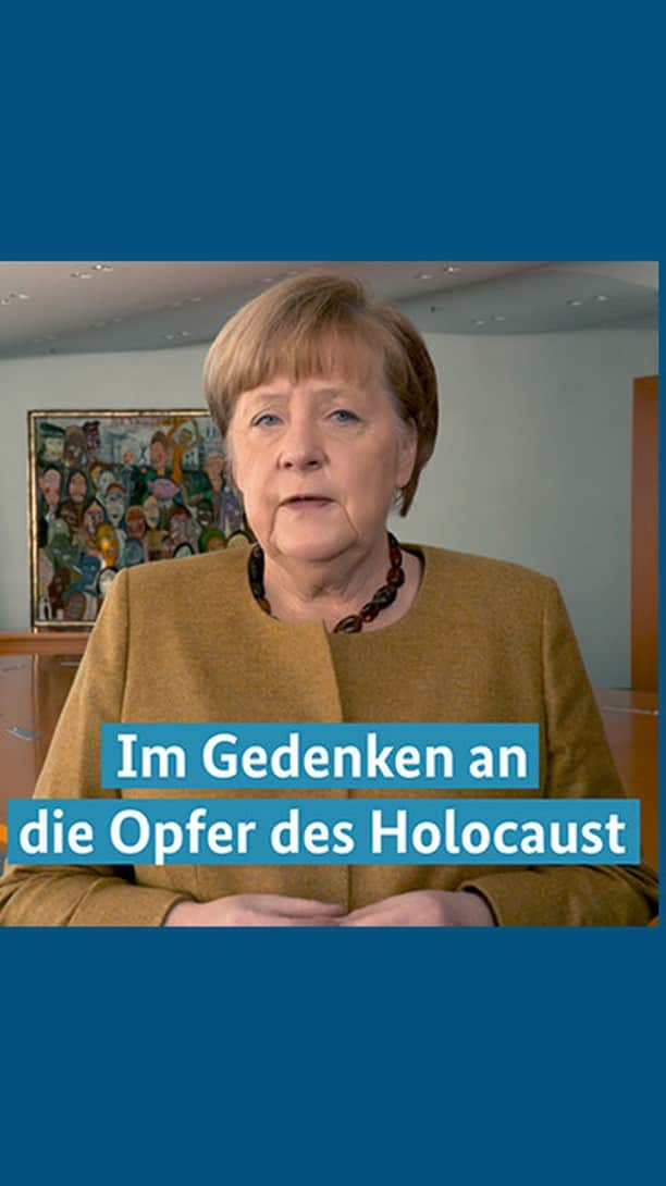 アンゲラ・メルケルのインスタグラム：「„Ich empfinde tiefe Scham angesichts des Zivilisationsbruchs der Shoa, den Deutschland während des Nationalsozialismus begangen hat. Es ist und bleibt die immerwährende Verantwortung Deutschlands, daran zu erinnern und der Opfer zu gedenken.“ – Kanzlerin Merkel zum heutigen Internationalen Holocaust-Gedenktag.  . . . #Holocaustgedenktag #WeRemember #HolocaustMemorialDay #HolocaustRemembranceDay #Kanzlerin #Merkel #Bundeskanzlerin」