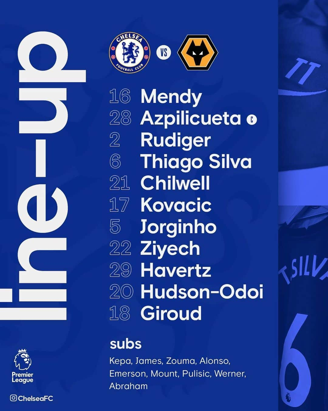 チェルシーFCさんのインスタグラム写真 - (チェルシーFCInstagram)「Thomas Tuchel’s first starting XI! 🤝 #CHEWOL #CFC #Chelsea」1月28日 2時01分 - chelseafc