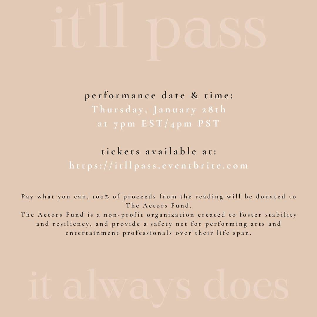 ブレンダン・ロビンソンさんのインスタグラム写真 - (ブレンダン・ロビンソンInstagram)「If you’re in the mood for a little bit of entertainment direct to your living room, come watch me LIVE TOMORROW in a virtual reading of John Buffalo Mailer’s play “It’ll Pass, It Always Does.” . “It’ll Pass, It Always Does” is a short, comedic play about communication, manifestation, and overcoming one’s fears.  I really love this little play, and I hope you do too!! It’s the perfect story for the time we’re living in right now. . The show is TOMORROW, 1/28 @ 7pm EST/ 4pm PST! . Go to the link in my bio to RSVP and get more information about how to log on for the event. . The play is FREE, but we will be accepting donations, 100% of which will go to support @theactorsfund. . HOPE TO SEE YOU THERE! . #zoom #theater #play #performance #entertainment #livetheater @mailertuchmanmedia」1月28日 2時18分 - brendanrobinson