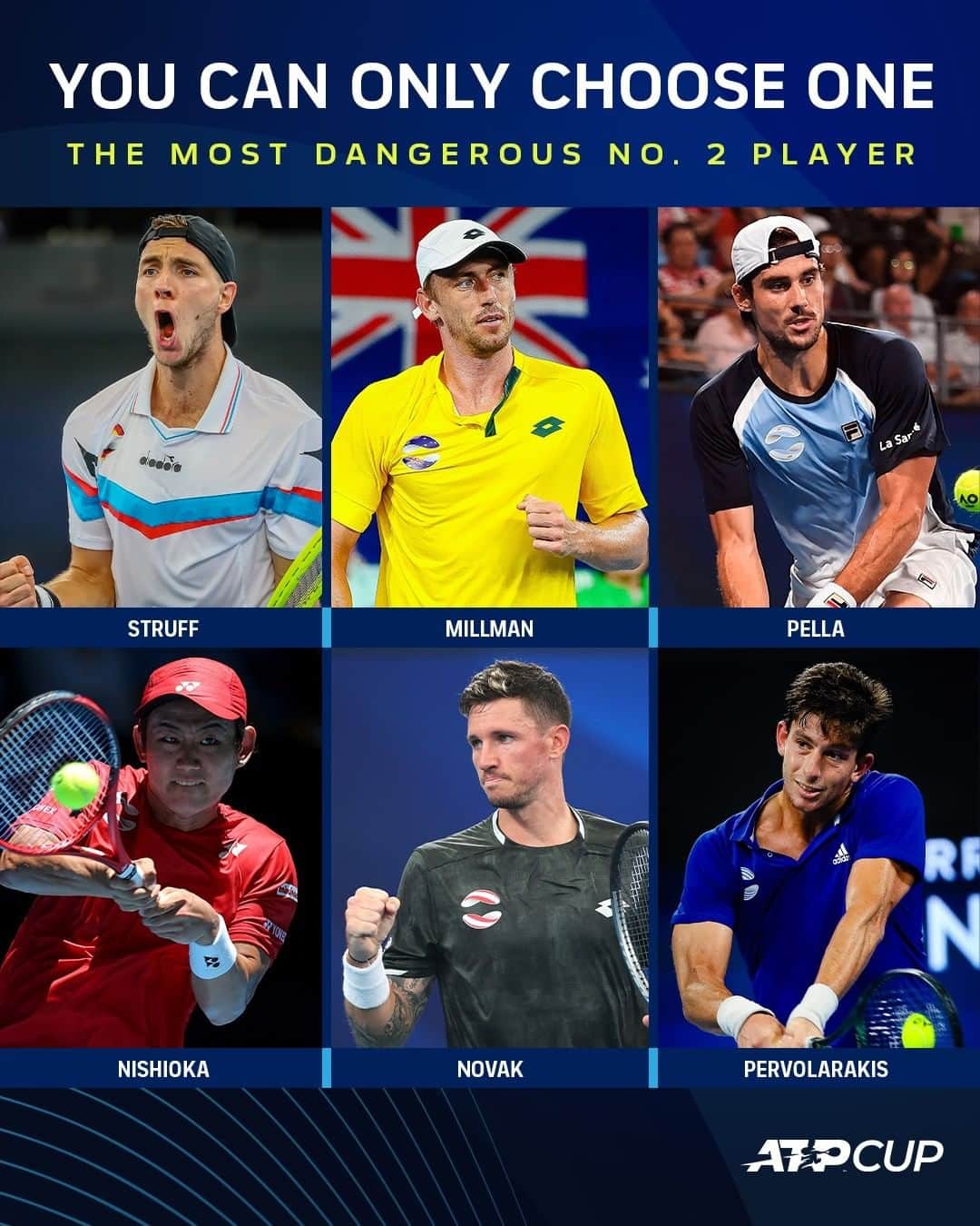 ATP World Tourさんのインスタグラム写真 - (ATP World TourInstagram)「A key part of every @atpcup team 🔑 Which No. 2 player will do the most damage? ⬇️」1月28日 2時52分 - atptour