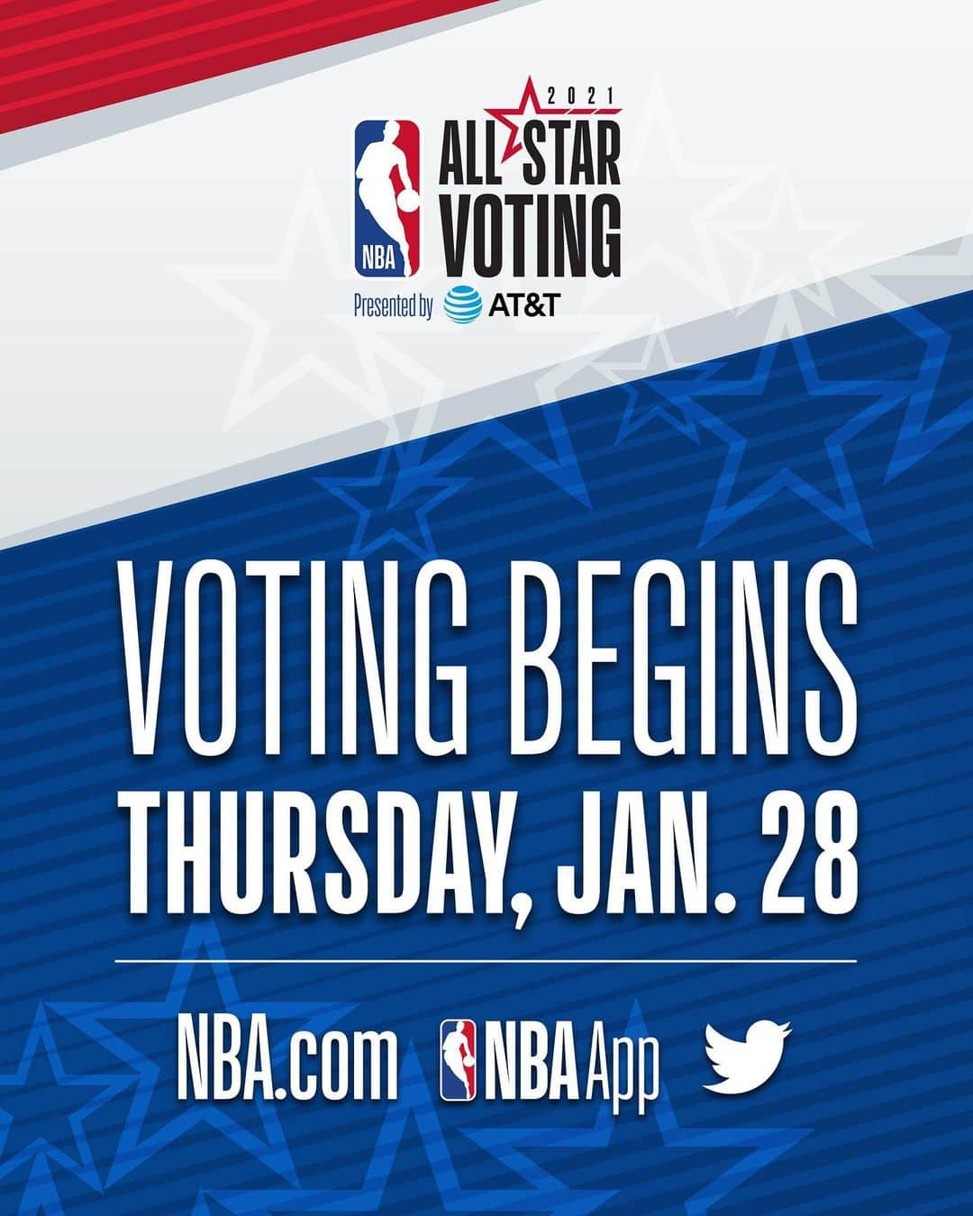 NBAさんのインスタグラム写真 - (NBAInstagram)「#NBAAllStar Voting 2021 presented by @ATT will tip off tomorrow, Jan. 28 at 12:00pm/et and conclude on Tuesday, Feb. 16 at 11:59pm/et.   @nbaallstar Voting will be available across NBA App, NBA.com and Twitter.」1月28日 4時01分 - nba