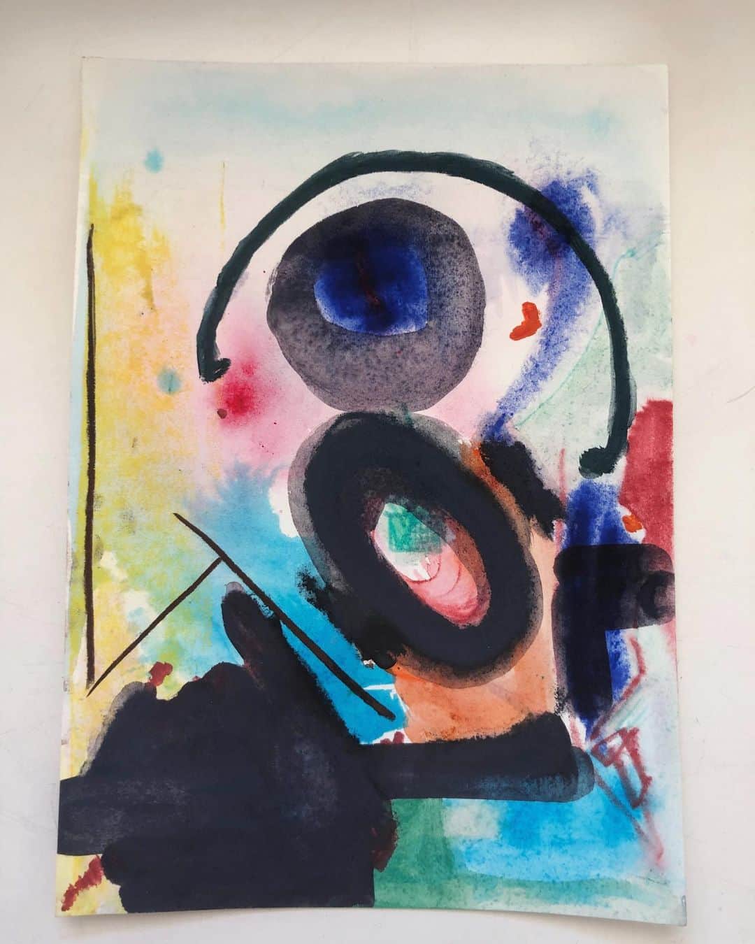 エミリー・スコットのインスタグラム：「FREQUENCY series ~ Abstract ~ Watercolour, acrylic, soft pastel, on watercolour paper. ~~~ #artgram」