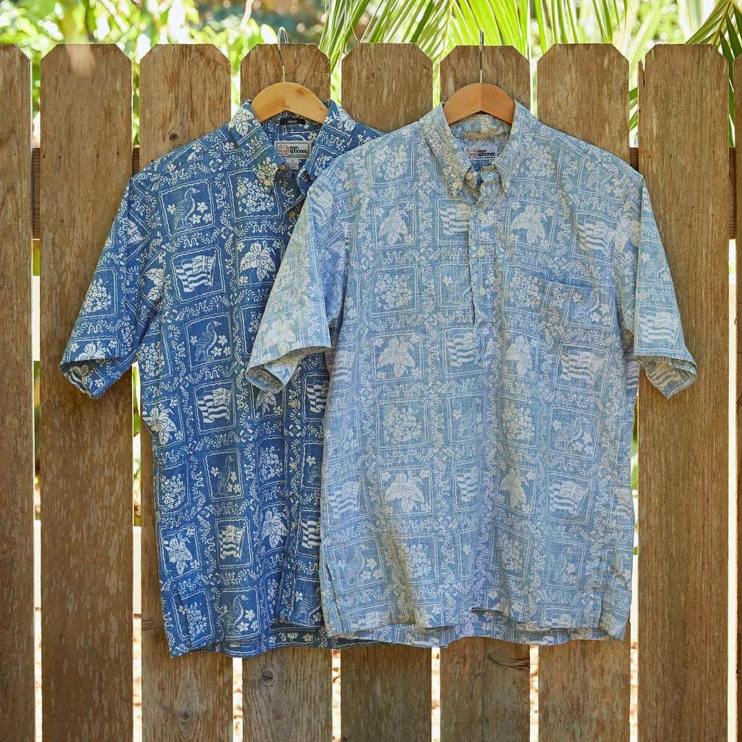 レインスプーナーのインスタグラム：「Proof that Spooners only get better with age. The shirt on the left and right are the same, only difference is the one on right is from the late 1980s and has been worn for over 30 years. Morale of the story: wear your Reyn’s.」