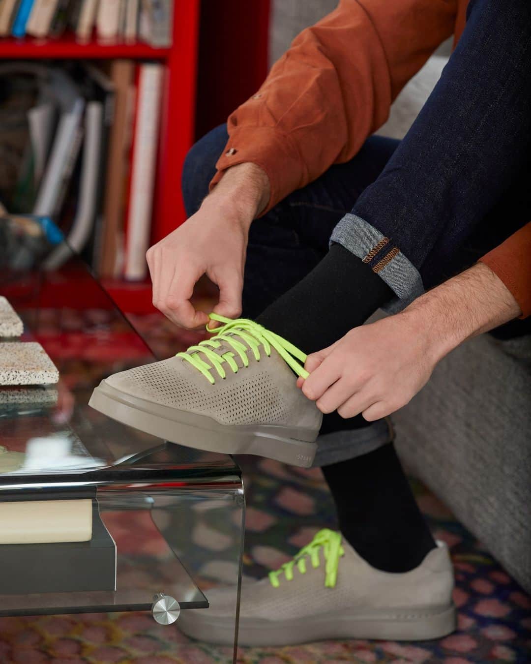 Cole Haanのインスタグラム：「When lasers create the pattern in your uppers, you want to draw attention to them with bright laces. The GrandPrø Rally Laser Cut Sneaker: Isn't it time you had more laser-based footwear?」