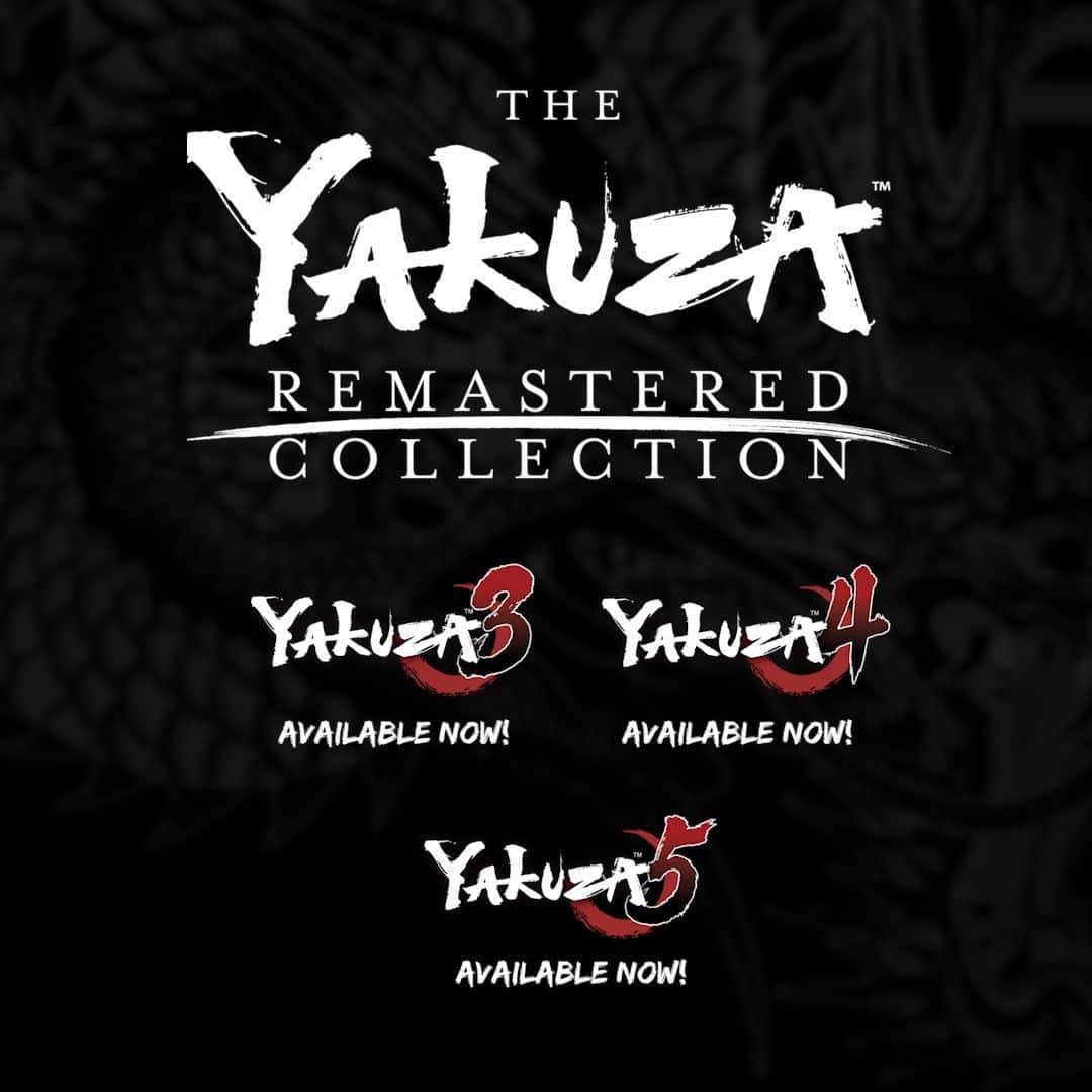 のインスタグラム：「The Yakuza Remastered Collection is available now (both separately and as a bundle) on Xbox One, Xbox Game Pass, Xbox Game Pass for PC, Windows 10, and Steam!  Continue Kiryu’s journey through Yakuza 3, 4, and 5 in preparation for the Dragon of Dojima’s final chapter.」