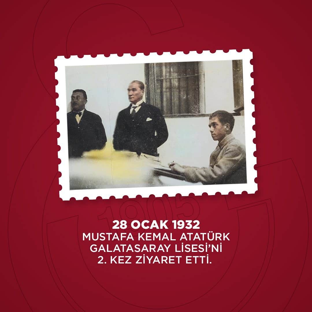 ガラタサライSKさんのインスタグラム写真 - (ガラタサライSKInstagram)「Cumhuriyetimizin kurucusu Ulu Önderimiz Mustafa Kemal Atatürk, 89 yıl önce bugün Galatasaray Lisesi'ni ikinci kez ziyaret etti.   Ziyaretinde, önce ortaokul sekizinci sınıfların yurt bilgisi imtihanına giren Atatürk, sonrasında tarihi Tevfik Fikret Salonu'nda verilen bir müsamereyi izlemiş ve oyunda rol alan öğrencilere övgüler yöneltmiştir.」1月28日 16時04分 - galatasaray