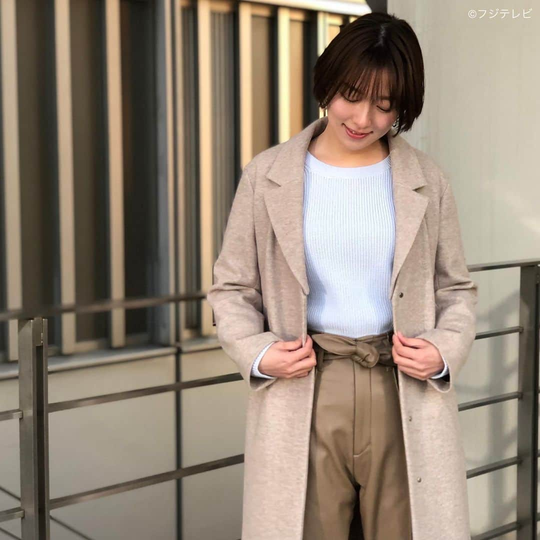 フジテレビ「めざましテレビ」さんのインスタグラム写真 - (フジテレビ「めざましテレビ」Instagram)「1月26日（火） ・ ファッション雑誌CanCamとコラボした お天気コーナー「きょう何着て行く？」 阿部華也子の毎日のコーデを紹介♪ ・ 【きょうのコーデ】 コート→#Swingle 1万8000円 ニット→#バナナリパブリック 7263円 パンツ→#MURUA 8900円 靴→#ダイアナ 1万7000円 ピアス→#Jouete 1万7000円 ・ 【コーデのポイント】 まだまだ人気継続中のフェイクレザーアイテムを取り入れたコーデ👖 明るめのライトブラウンなら春の間まで ずっと活躍してくれるのでおすすめです🙆🏻‍♀️ ベージュコートとのグラデ配色で優しい雰囲気に仕上げましょう✨ ・ #めざましテレビ #きょう何着て行く？ #阿部華也子 #今日のコーデ#コーデ #CanCam #今日のファッション#ootd #きょう何着て行く？は月〜金朝6時22分ごろ放送！」1月28日 20時48分 - mezamashi.tv