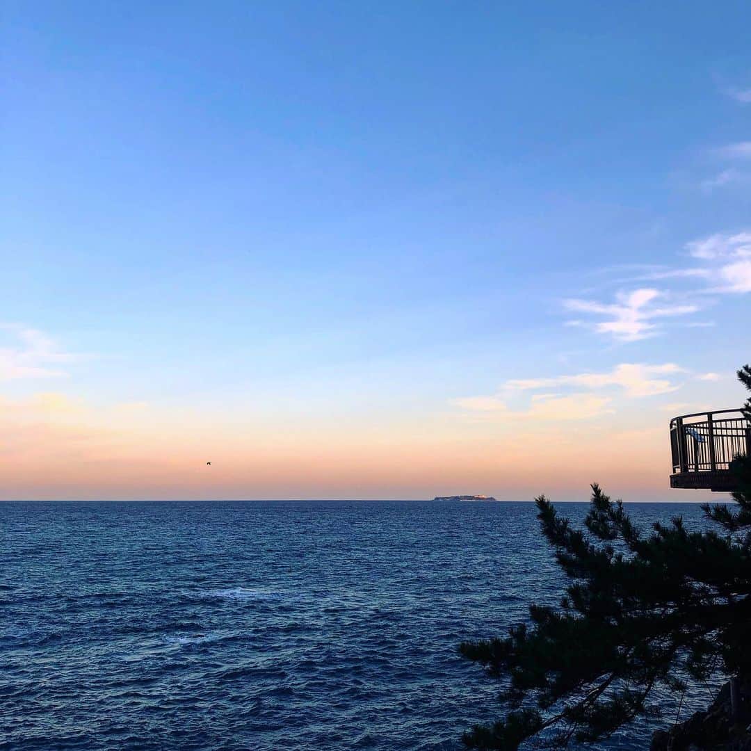 ホテルニューアカオ　熱海温泉＆リゾートのインスタグラム：「・ この写真は、メインダイニング錦のちょうど真上にございます、屋上庭園から撮影しました☺︎ 屋上庭園は館内から1番近く海、初島を見下ろすことができる絶景スポットです🏝✨ 本日はあいにくの雨ですが、天気の良い暖かい日の散歩におすすめです👒🐾」