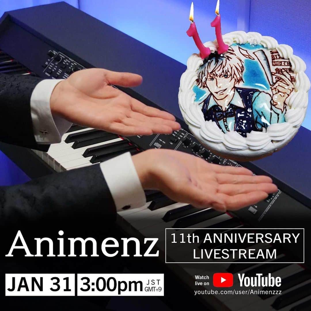 Animenz（アニメンズ）のインスタグラム：「Animenz 11th Anniversary Livestream on YouTube!  Date: Sunday 31st January Time: 3pm JST (GMT +9) Time zones: Saturday 10pm (PST) / Sunday 1am (EST) / Sunday 7am (CET)  I am having another Livestream this weekend!   This time, I also let you decide which anime songs you want to hear LIVE! The voting will be held in my next YouTube community post and the top three most upvoted song suggestions will be played in the livestream!  This Livestream is also a replacement for all the Animenz Live Concerts, which have been cancelled last year due to the Covid-19 outbreak. I also chose a better timeslot this time so people from different time zones can catch the livestream as well!   At the end of the stream, I will also reveal a special surprise which I just received some time ago! I am really looking forward to seeing your reactions! (´・ω・`)  Last but not least, for the first time I will also enable the Super Chat too! If you want to support my channel, please use the Super Chat so I can see your messages for a longer time during the stream!   Also, thank you everyone for your overwhelming feedback in last week's stream! I was actually really nervous and I almost managed to fail the livestream at the very beginning (笑), but this time I will be better prepared!  Alright, I am looking forward to meeting you all in the livestream this weekend! See you then!  Animenz    #livestream #animepiano #youtube #animenz #animenzzz #piano #anime #pianocover #instapiano #musicianofinstagram #pianosheets #music #animemusic」