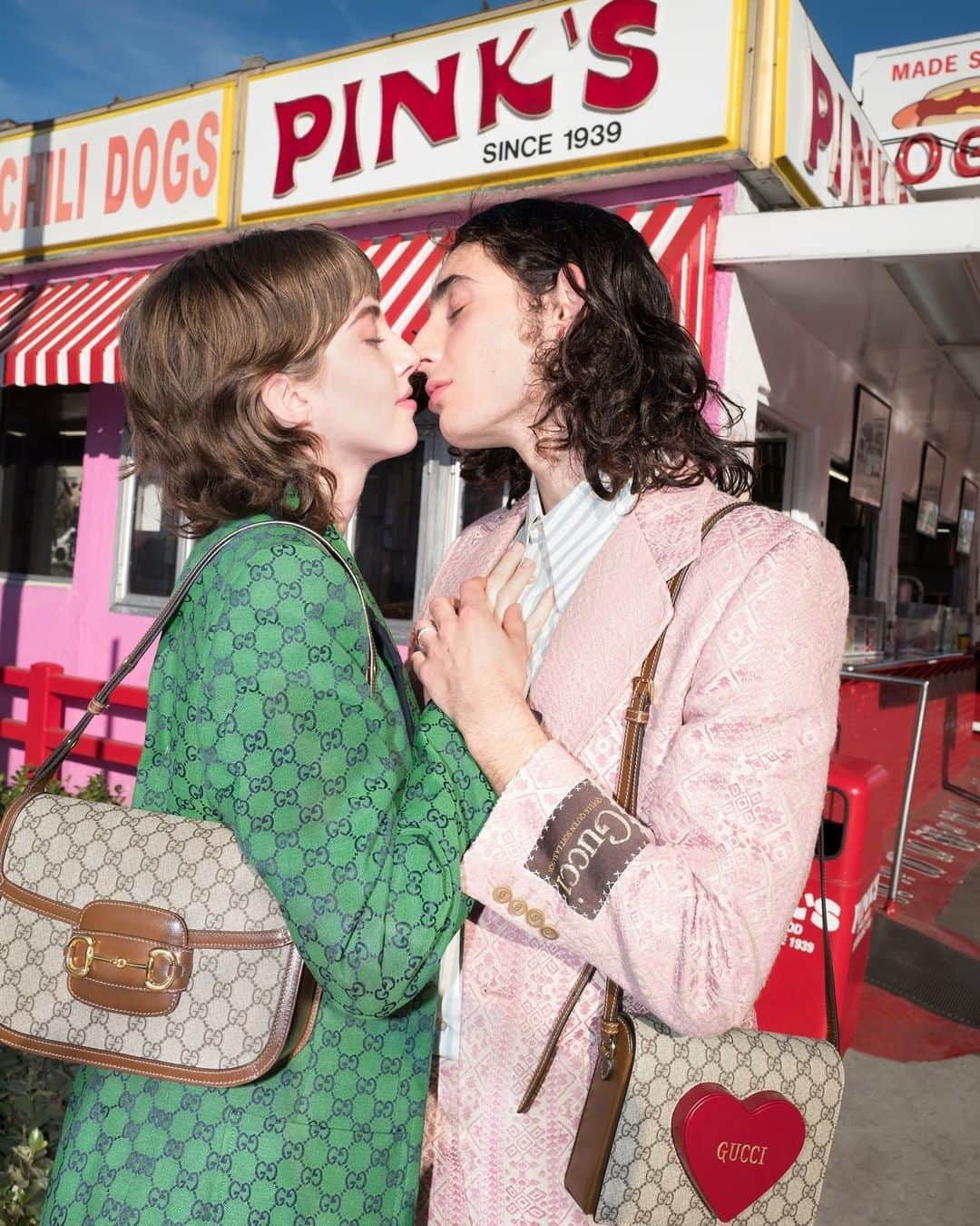 グッチさんのインスタグラム写真 - (グッチInstagram)「Gucci Love, Love & Love. To celebrate Saint Valentine’s Day, Gucci has collaborated with photographer @bradelterman to create a limited edition zine called ‘Gucci Love, Love & Love.’ The zine showcases a selection of ready-to-wear, accessories, jewelry and #GucciBeauty by @alessandro_michele shot at iconic locations around Los Angeles, including the #GucciHorsebit1955 bag in GG motif with leather details and a sterling silver #GucciJewelry collection featuring a red enameled heart. #GucciLoveLoveLove zine is available digitally today. Limited-edition printed copies available for free from February 11th at #GucciWooster in New York and #GucciGarden in Florence. Discover the zine and the collection through link in bio.」1月28日 22時09分 - gucci