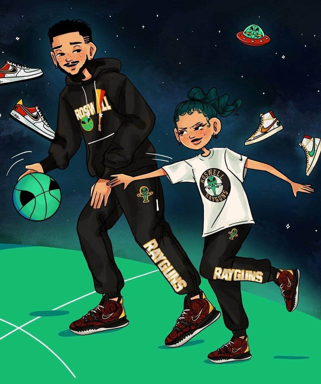 Foot Lockerのインスタグラム：「Zero gravity 👽 The #Nike Kyrie 7 'Raygun' drops 1/29 in men's & kids sizes.」