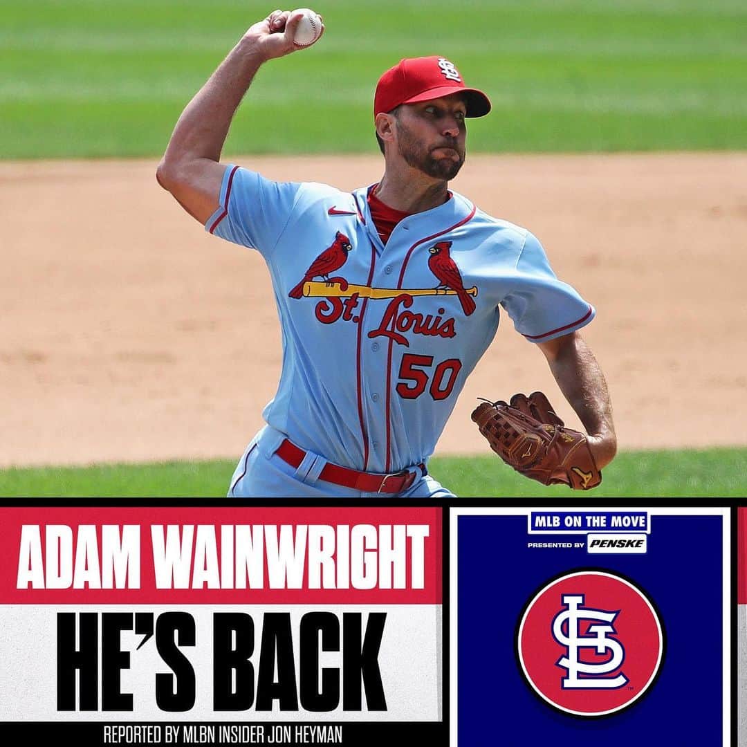 MLBさんのインスタグラム写真 - (MLBInstagram)「Waino isn't going anywhere, Cardinal fans.  St. Louis is reportedly bringing back RHP Adam Wainwright, per Jon Heyman.」1月29日 9時20分 - mlb