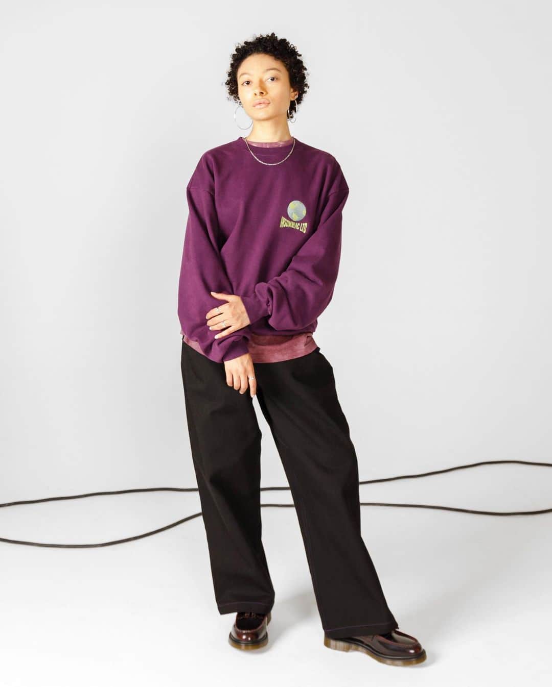 サキャスティックのインスタグラム：「@insomniacltd WINTER   Fiesta Mundial Crewneck Wine 14oz heavyweight pre-shrunk french terry,  custom garment dyed cotton fleece. Made in the USA.  Wizard Denim Black Overdyed 12oz bull denim, baggie fit, embroidered logo on back pocket. Made in the USA.」