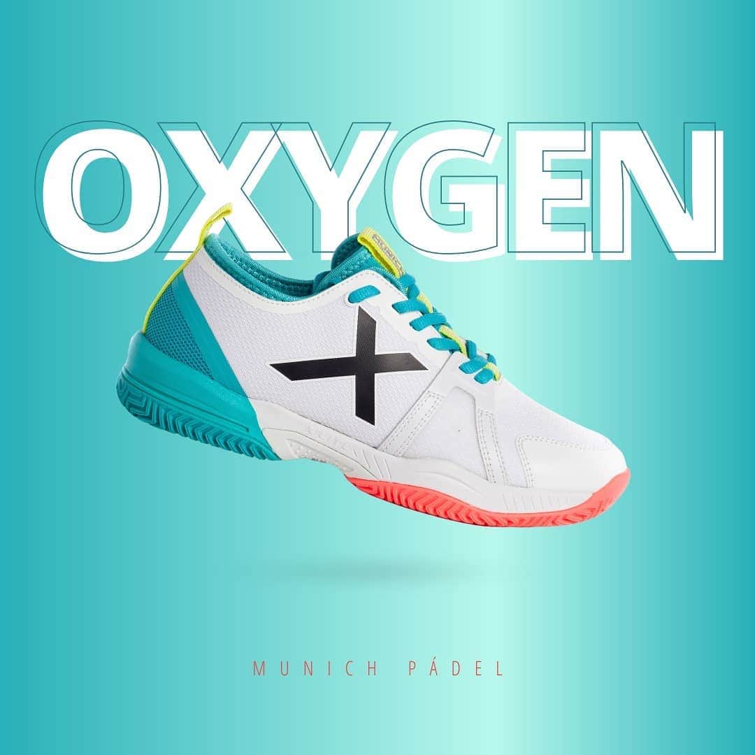 ミュニックのインスタグラム：「NUEVAS MUNICH OXYGEN 🔝 🌫️ Ligeras. Adaptables. Reforzadas 🛡️   #OXYGEN #MunichPADEL #newcollection #MunichSports  #SS21」