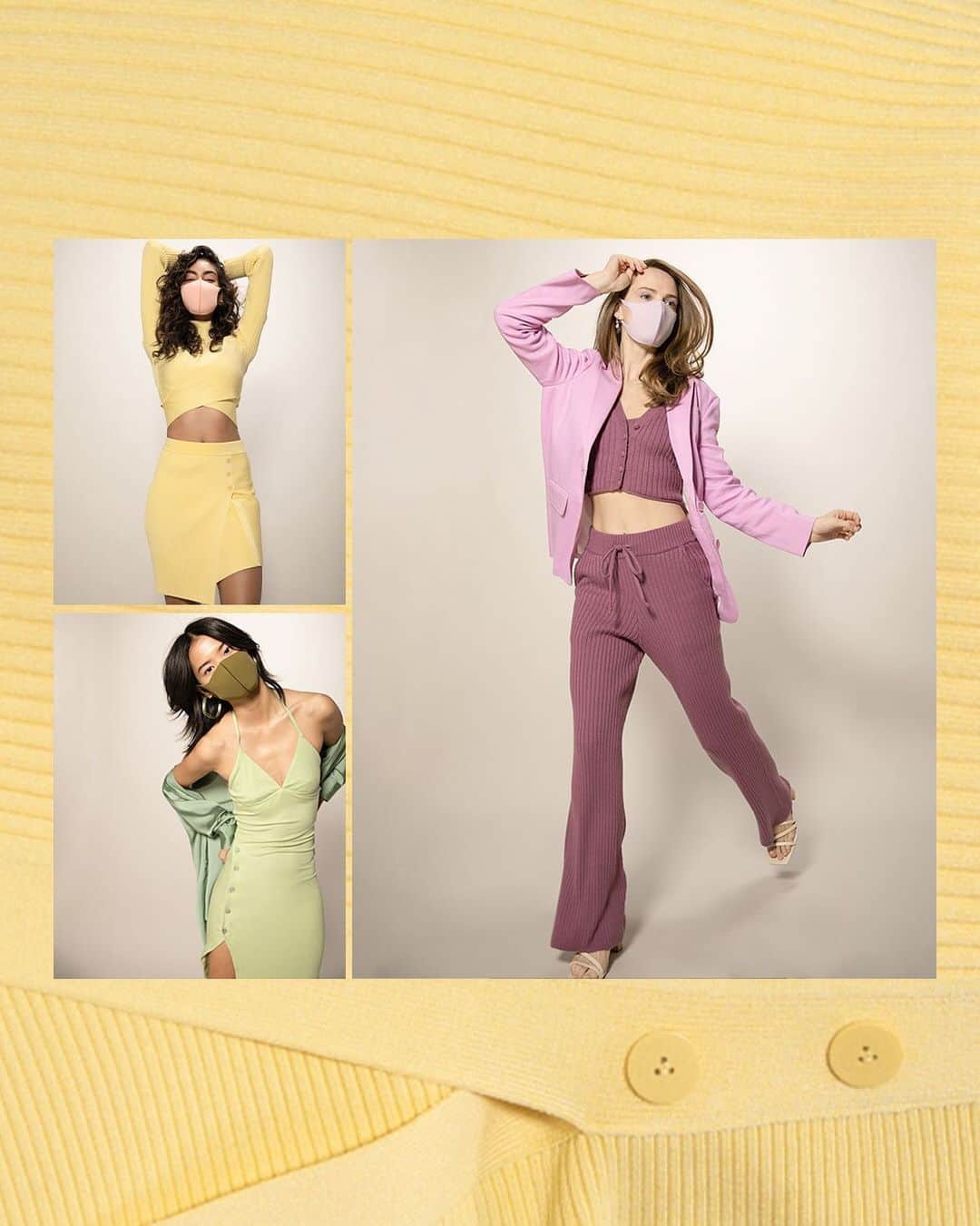 Fashion Weekのインスタグラム：「Color crush 💚💜💛 Take the Playful Pastel trend from the runway to your everyday wardrobe this spring with @pitta_mask. #PittaMaskSS21 #PittaMask」