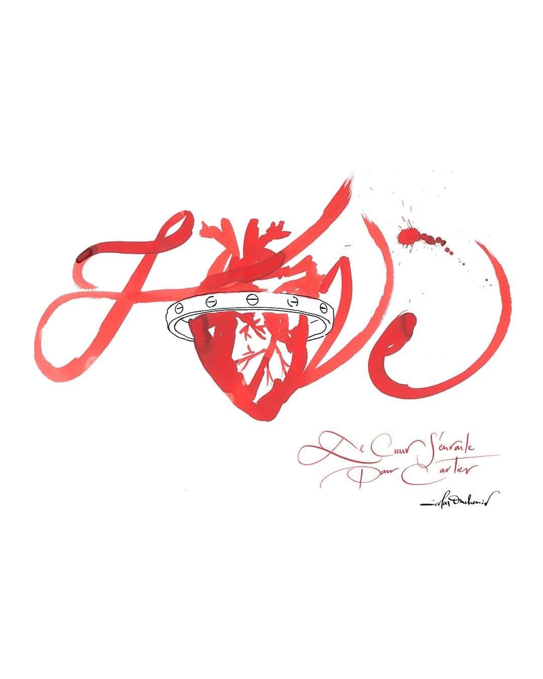 カルティエさんのインスタグラム写真 - (カルティエInstagram)「Carte blanche: Artist Nicolas Ouchenir celebrates the LOVE bracelet with precious calligraphy. #HowFarWouldYouGoForLove @nicolasouchenir」1月29日 2時00分 - cartier