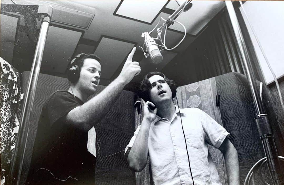 Jimmy Eat Worldのインスタグラム：「Newly unearthed photo Jim and Tom in the studio recording vocals for Futures. Photo by @zlind76  #Futures #PhoenixSessions」