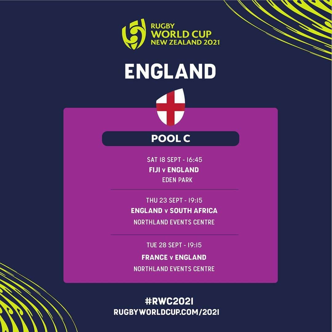ラグビーイングランド代表のインスタグラム：「Confirmed 🙌🗓🌹 The match schedule for the #RedRoses #RWC2021 campaign in New Zealand has been announced 🏴󠁧󠁢󠁥󠁮󠁧󠁿   Follow the link in our bio for more details ☝️☝️☝️」