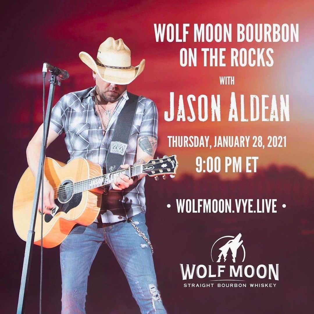 のインスタグラム：「Tonight! Celebrate the first full moon of the year with a special stripped-down interactive livestream experience including the premiere of my new music video for "Blame It On You".⁣  ⁣ Audience members sipping on @WolfMoonBourbon may be selected to be on-screen during the performance. Reserve your free ticket at the link in bio.」