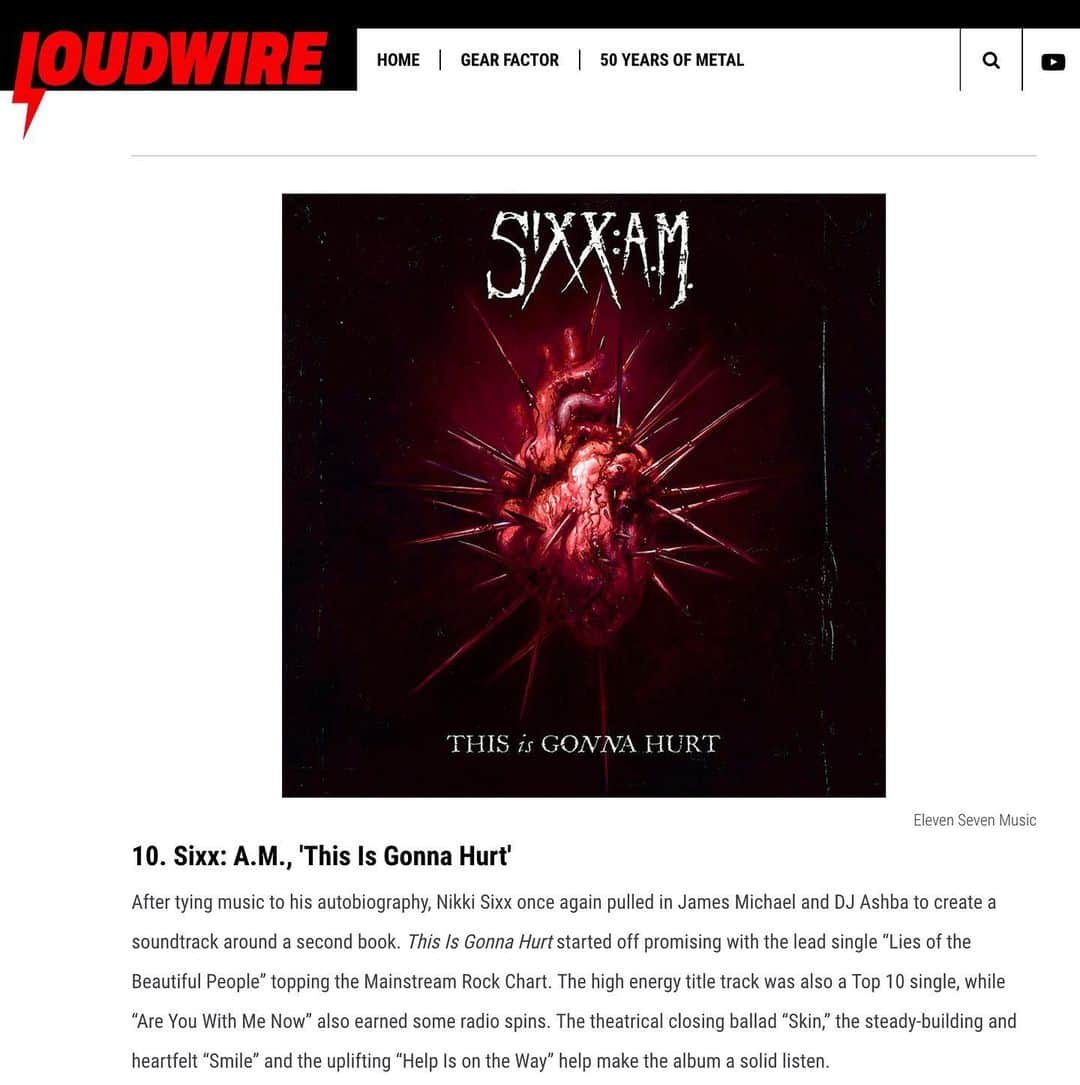 SIXX:A.M.のインスタグラム：「'This Is Gonna Hurt' is featured on Loudwire's 25 best hard rock albums of 2011!! Thanks @loudwire  What's your favourite song on this album?  #sixxam #thisisgonnahurt #nowsthetime  #nikkisixx #djashba #jamesmichael」
