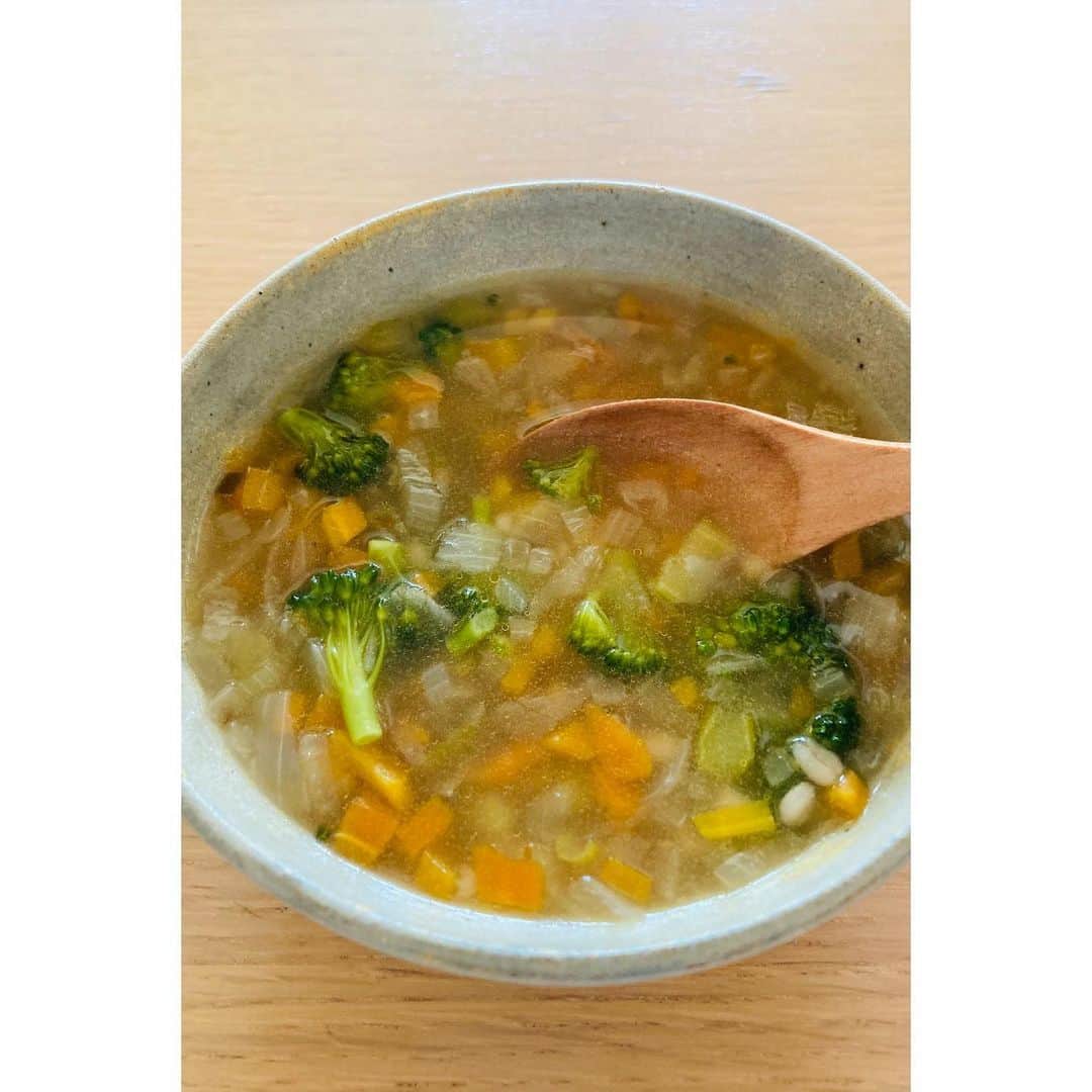 永池南津子さんのインスタグラム写真 - (永池南津子Instagram)「野菜スープ。 最後にちょっとだけ塩。 あったまるーーーー。 最近食べ過ぎの胃に優しい。 #野菜スープ #朝ごはん #永池南津子」1月29日 9時49分 - natsuko_nagaike