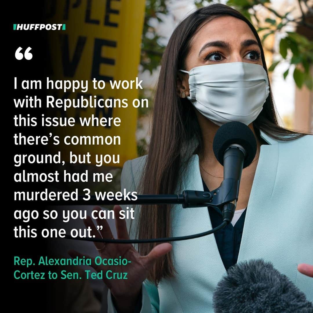 Huffington Postさんのインスタグラム写真 - (Huffington PostInstagram)「Rep. Alexandria Ocasio-Cortez (D-N.Y.) had some choice words for Sen. Ted Cruz on Thursday: Resign.⁠ ⁠ The congresswoman told the Texas Republican that he should resign if he wanted “to help,” after he agreed with a tweet of hers, in which she called for transparency into the trading app Robinhood’s decision to stop investors from buying GameStop, AMC Entertainment and other stock shares earlier in the day. ⁠ ⁠ Her skepticism of Robinhood garnered widespread support online, and Cruz quote-tweeted her message, simply saying: “Fully agree.”⁠ ⁠ To that, Ocasio-Cortez said she’s “happy to work w/almost any other GOP” member but not Cruz, saying, “You almost had me murdered 3 weeks ago so you can sit this one out.”⁠ ⁠ Then she added, “In the meantime if you want to help, you can resign.”⁠ ⁠ In two follow-up tweets, Ocasio-Cortez continued criticizing Cruz, telling him, “This isn’t a joke.”⁠ ⁠ “We need accountability and that includes a new Senator from Texas,” she said, before slamming him for not apologizing for the “serious physical + mental harm” he “contributed to.”⁠ ⁠ She also told him to get off her timeline and “stop clout-chasing.”⁠ ⁠ After the insurrection at the Capitol earlier this month, Cruz — alongside other congressional Republicans — has been widely criticized for his insistence on objecting to the results of the 2020 election, echoing former President Donald Trump’s baseless claims that victory was stolen from him.⁠ ⁠ “What I was doing was the exact opposite of inciting violence,” Cruz said, according to Politico. “What I was doing is debating principle and law and the Constitution on the floor of the United States Senate. That is how we resolve issues in this country without resorting to violence.”⁠ ⁠ Senate Democrats have since filed an ethics complaint against Cruz and Sen. Josh Hawley (R-Mo.). Read more at our link in bio. // 📝 @ohheyjenna // 📷 AP Photo」1月29日 5時02分 - huffpost