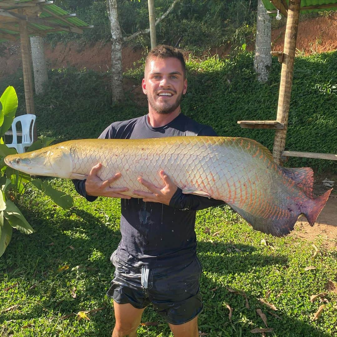 ナタンさんのインスタグラム写真 - (ナタンInstagram)「Pirarucu top no @cp.vopequena , pescaria sensacional. Obrigado @elliejahnn pela companhia de sempre ❤️🎣  Aí @guiarana26 , próximo é um desse kkk 👊🏻🎣」1月29日 5時18分 - nathan10