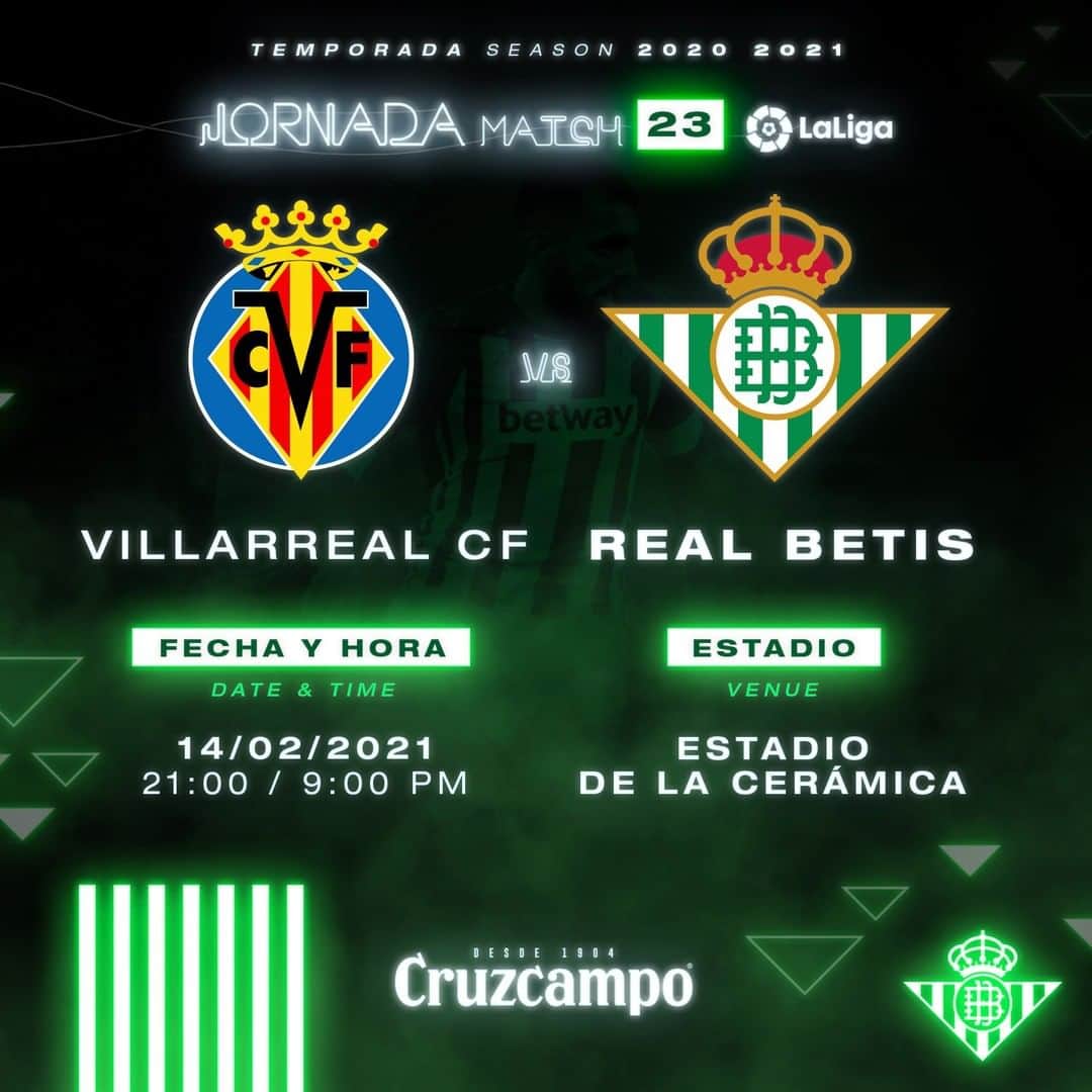レアル・ベティスさんのインスタグラム写真 - (レアル・ベティスInstagram)「¡Nuevo horario! ⌚👉 Nos enfrentaremos al @villarrealcf el domingo 14 de febrero a las 21:00h 📅✅😉 -- New kick-off time! ⌚👉 We'll face Villarreal CF on Sunday 14 of February at 9 p.m. 📅✅😉  #VillarrealRealBetis」1月29日 5時35分 - realbetisbalompie