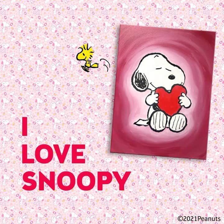 スヌーピーのインスタグラム：「Paint your favorite beagle with @LittleBrushesPalette Special Live Virtual Valentine’s Event, I LOVE SNOOPY, taking place Saturday, February 13th!  Sign up today at https://littlebrushes.com/ #linkinbio . . #LittleBrushes #ILoveSnoopy #Snoopy #Peanuts」