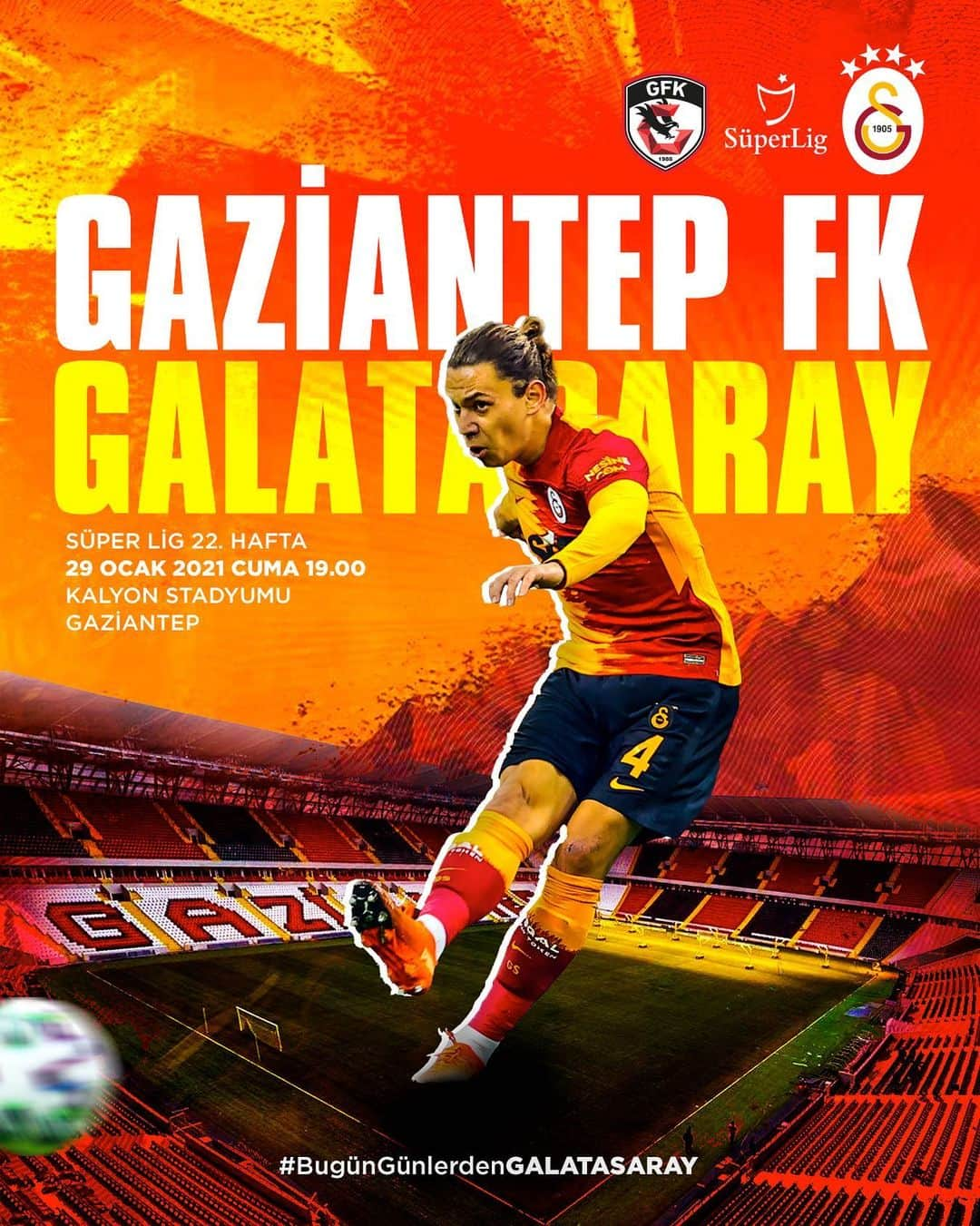 ガラタサライSKさんのインスタグラム写真 - (ガラタサライSKInstagram)「#BugünGünlerdenGALATASARAY 💪  🏆 Süper Lig 2020-2021 Sezonu 🗓️ 22. Hafta ⚽ Gaziantep FK 📆 29.01.2021 ⏰ 19.00 🏟️ Kalyon Stadyumu 📲 #GFKvGS  🔗 https://www.galatasaray.org/haber/futbol/maca-dogru-gaziantep-galatasaray/48020」1月29日 6時00分 - galatasaray