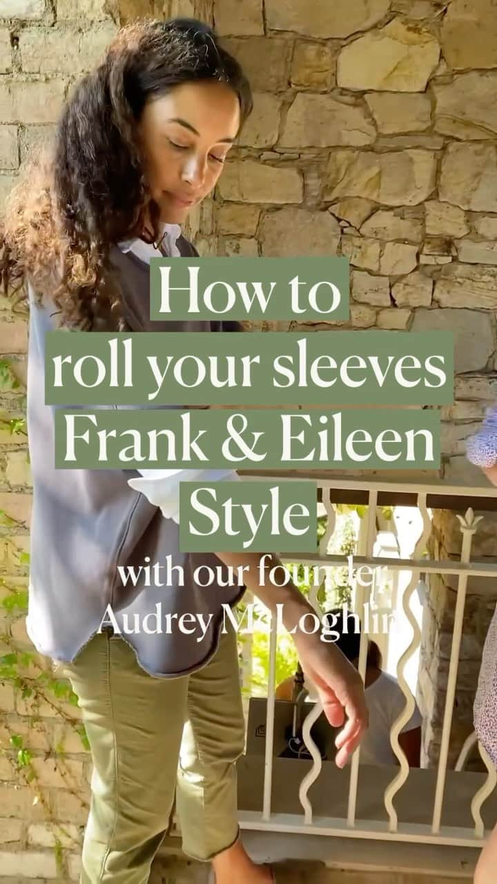 フランク&アイリーンのインスタグラム：「Have you ever wondered how our team gets the perfect rolled sleeve with our button-ups? Well, our founder, Audrey, shows exactly how it’s done! #FrankandEileen #howto」