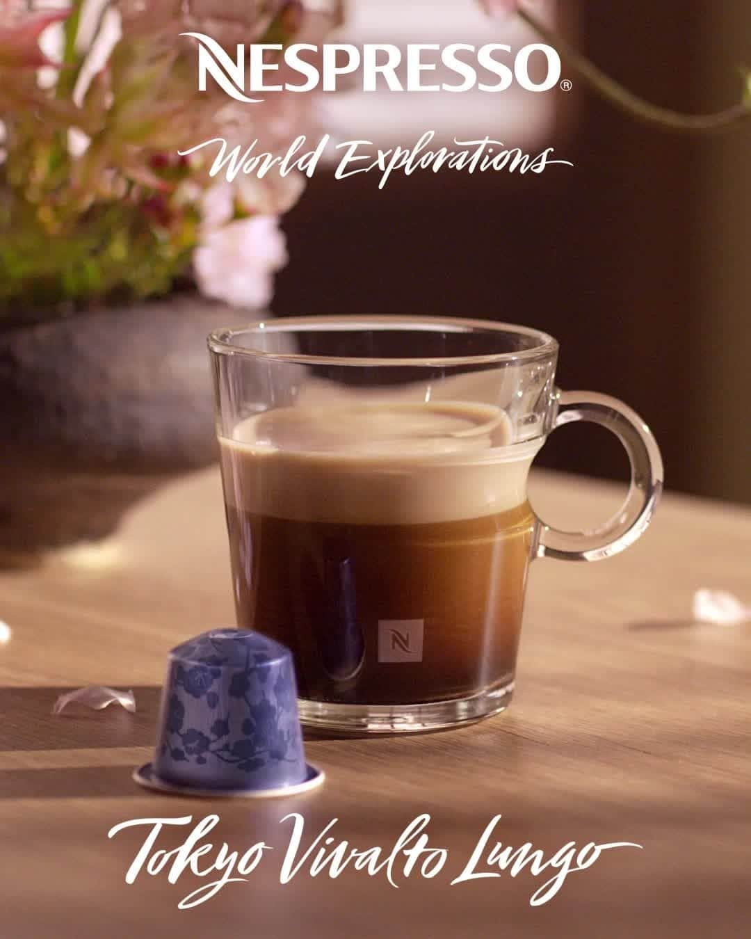のインスタグラム：「Get a taste of Japan’s delightful spring season with this floral and complex lungo. Its delicious complexity is best enjoyed black.   #Nespresso #WorldExplorations #TokyoVivaltoLungo」