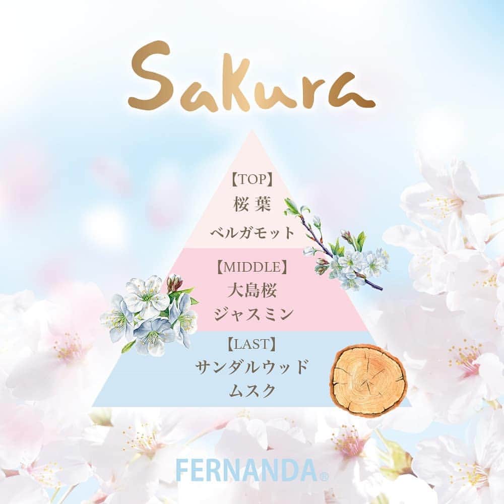 FERNANDAさんのインスタグラム写真 - (FERNANDAInstagram)「▶ℕ𝕖𝕨 𝔽𝕣𝕒𝕘𝕣𝕒𝕟𝕔𝕖 -𝕊𝕒𝕜𝕦𝕣𝕒- 　 春の限定フレグランス「Sakura」 FERNANDA Online Store、直営店舗にて本日より発売開始しました🌸 　 天然のオオシマザクラ花エキスを配合し、まるで満開の桜並木の中にいるかのように、優美な桜の香りがふわっと香ります。 　 FERNANDA Online Storeではフレグランスボディミスト、 直営店舗限定商品のオードパルファム、プレミアムハンドクリームをご用意しております✨ 　 　 #FERNANDA #フェルナンダ #fernanda_jp #fernanda_beyou #fragrance #フレグランス #桜 #sakura #サクラ #桜の香り #香水 #オードパルファム #映えコスメ #春コスメ #春コスメ2021 #桜コスメ #限定コスメ #香り好きな人と繋がりたい #香りのある暮らし #いい香り #香りを楽しむ #匂いフェチ #コスメ紹介 #コスメ好きさんと繋がりたい」1月29日 18時27分 - fernanda_jp