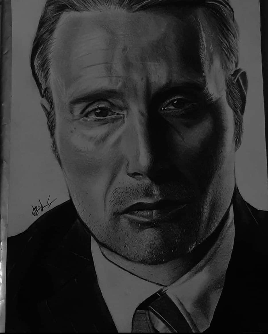 マッツ・ミケルセンのインスタグラム：「🎨 #FanArtFriday: Take a look at this week’s amazing fan art made by @rainbow_eg from Iran🇮🇷   #Madsfriday #TheOfficialMads」