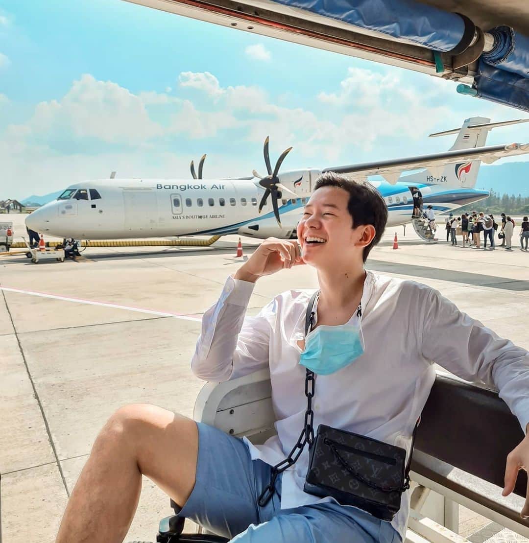 アイス・サランユーのインスタグラム：「🛩🛩🛩 #BangkokAirways #เที่ยวสมุยแบบบูทีค #เกาะสมุย #Samui #BoutiqueJourney」