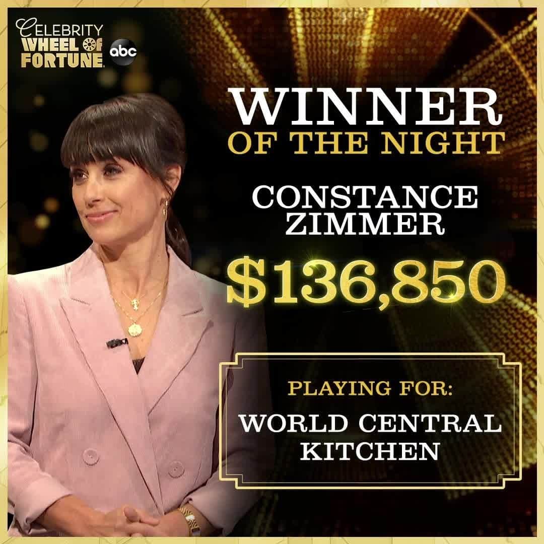 アメリカン・ブロードキャスティング・カンパニーのインスタグラム：「@wckitchen is taking home a huge #CelebrityWheelOfFortune win thanks to @constancezimmer! 🎉」
