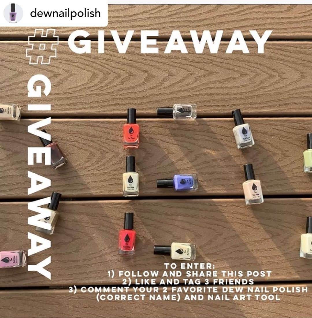 Nail Designsさんのインスタグラム写真 - (Nail DesignsInstagram)「Check them out! They are doing a giveway! Details below 👇  • @dewnailpolish Doing a GIVEAWAY at 600F! 😝 . Love you all 😘 . To enter: 1) Follow @dewnailpolish and share this post 2)LIKE and TAG 3 friends 3)Comment your 2 favorite Dew Nail Polish (correct names) and one of our nail art tool . PRIZE? = 3) Your two favorite nail polish and nail art tool! 😊  .  Winner will be announced here! . (US and Canada ONLY because of shipping restrictions due to COVID) . HINT: for correct names website link on my bio 😉😉」1月29日 11時39分 - nailartfeature