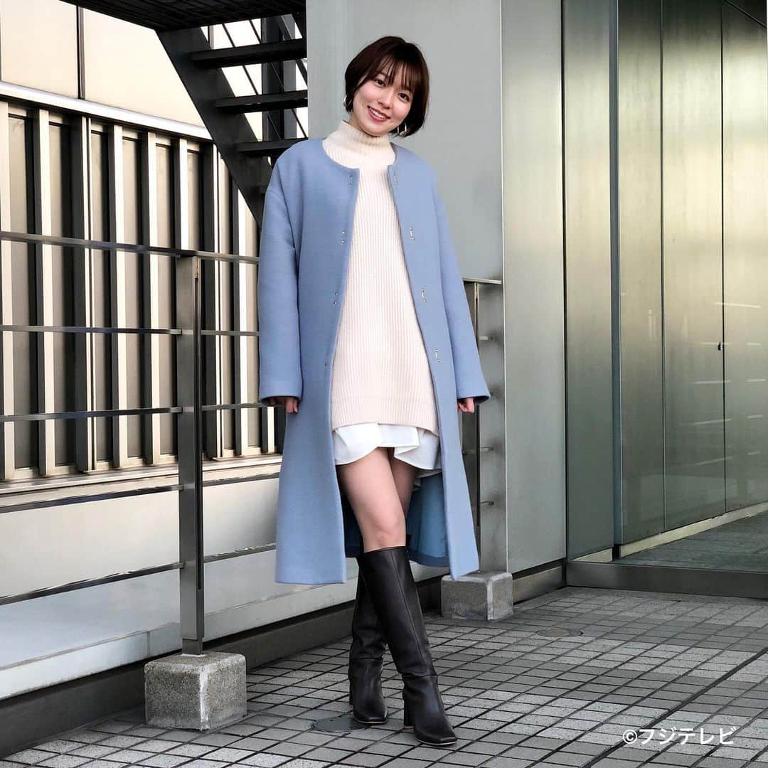 フジテレビ「めざましテレビ」さんのインスタグラム写真 - (フジテレビ「めざましテレビ」Instagram)「1月29日（金） ・ ファッション雑誌CanCamとコラボした お天気コーナー「きょう何着て行く？」 阿部華也子の毎日のコーデを紹介♪ ・ 【きょうのコーデ】 コート→#LAGUNAMOON 2万5000円 ワンピース→#アプワイザーリッシェ 2万3000円 靴→#ダイアナ　3万8500円 イヤリング→#GU 790円 ・ 【コーデのポイント】 久しぶりにトレンドに戻ってきたミニワンピース👗 ニットベストとセットになったアイテムなら 幼く転びがちなミニ丈も大人っぽくこなれた印象で着ることができますよ🙆🏻‍♀️ 足元はロングブーツが今っぽくてオススメ✨ ・ #めざましテレビ #きょう何着て行く？ #阿部華也子 #今日のコーデ#コーデ #CanCam #今日のファッション#ootd #きょう何着て行く？は月〜金朝6時22分ごろ放送！」1月29日 12時13分 - mezamashi.tv