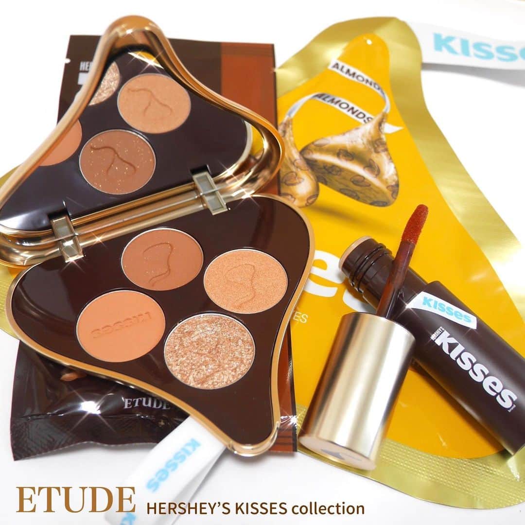 海老原りさのインスタグラム：「🏷ETUDE× HERSHEY’S KISSES﻿ ﻿ ﻿ パッケージがお菓子そのもの🍫♡︎﻿ ﻿ ・キスチョコレート プレイカラーアイズ アーモンド﻿ ・キスチョコレート ムースティント アーモンド﻿ ﻿ ﻿ 2021年2月1日 数量限定発売﻿ #HERSHEYSKISSES#chocolate#HERSHEYSKISSESchocolate#ETUDE#HERSHEYScollection#エチュード#ハーシーキス」