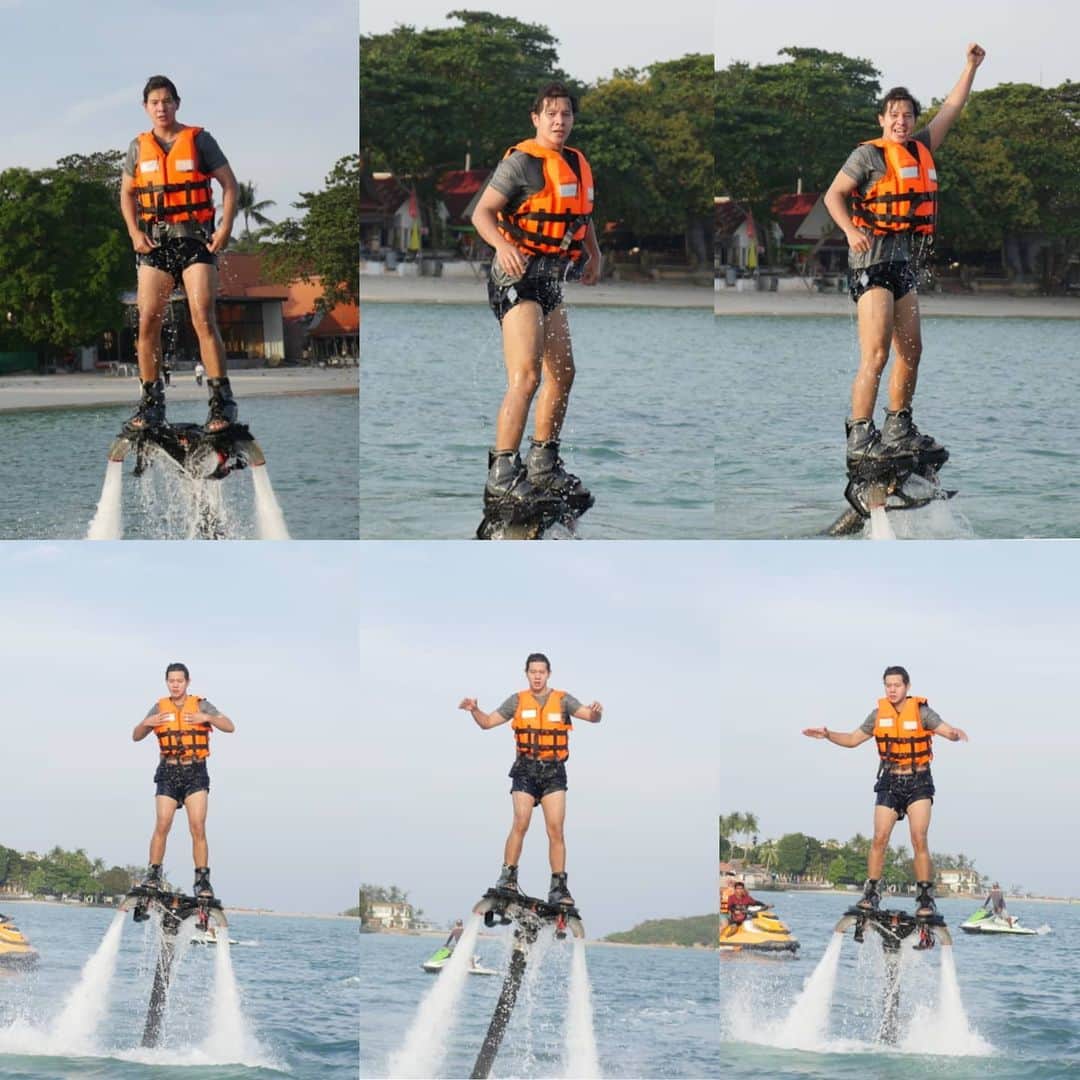 アイス・サランユーのインスタグラム：「Let me feel like Iron man👊 By @khalifa_samui  กว่าจะได้แต่ละรูป ปวดร้าว ไปทั้งตัว  ไปดู เบื้องหลัง ที่ Clip ก่อนหน้าได้  Manage trip by @silavadeeresort #chawengbeach  #Samui」