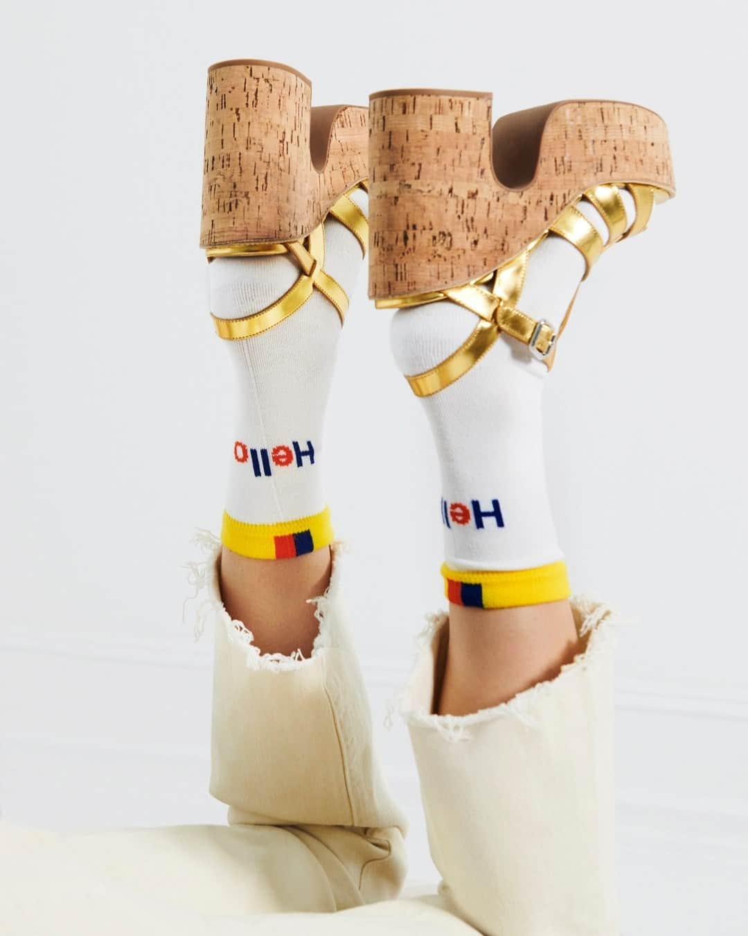 Bloomingdale'sのインスタグラム：「Hello weekend! Time to kick up our heels ✨ . . . . . . #PlatformHeels #MetallicShoes #SocksAndSandals #Shoefie #GoldHeels #Bloomingdales」