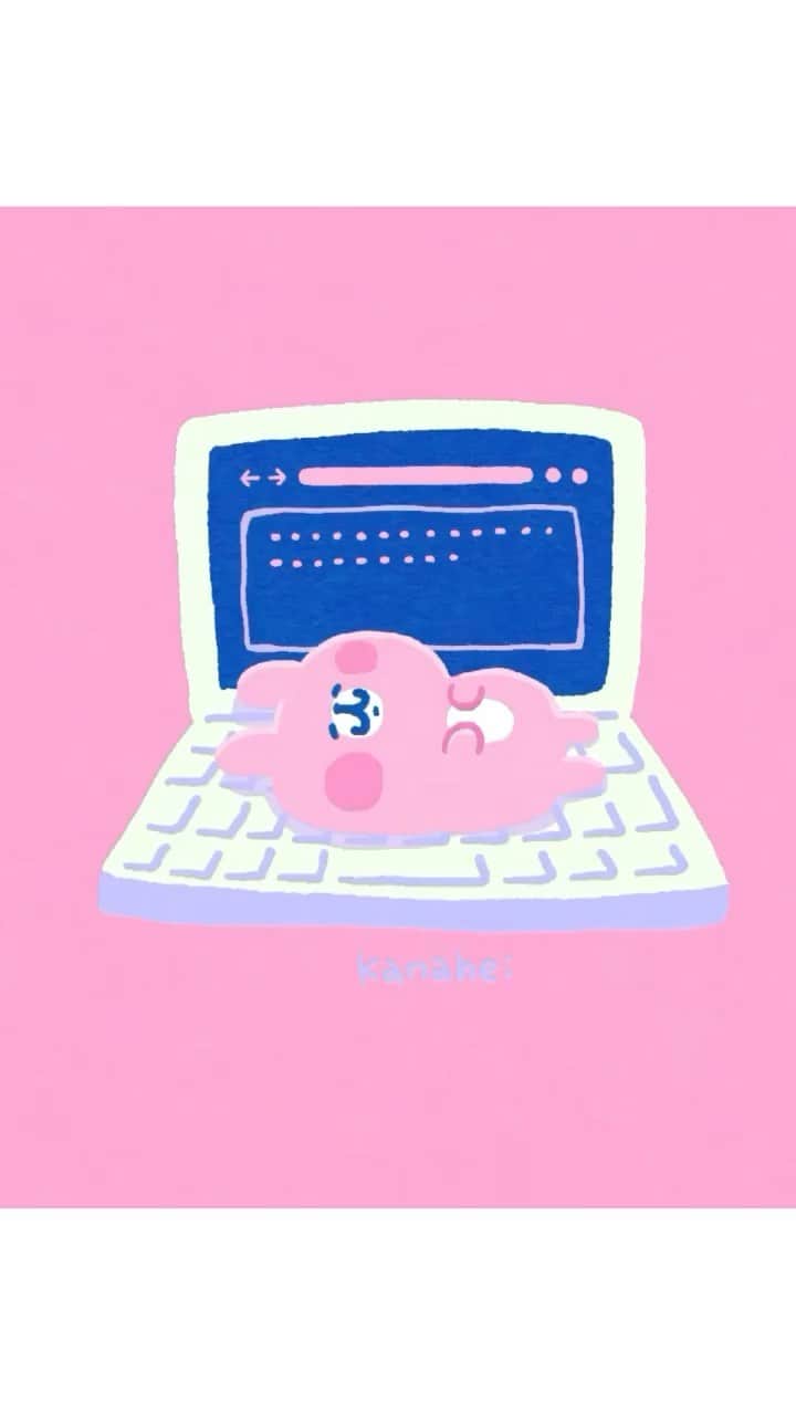 カナヘイのインスタグラム：「キーボードの上で寝るうさggggggggggggg  #Illustration #making #タイムラプス #メイキング #kanahei #卡娜赫拉 #卡娜赫拉的小動物 #カナヘイの小動物」