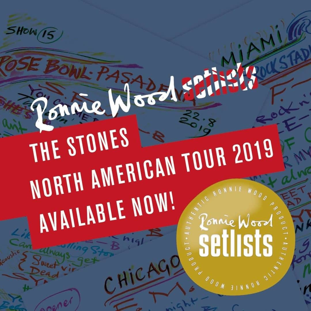 ロン・ウッドさんのインスタグラム写真 - (ロン・ウッドInstagram)「Due to popular demand: Ronnie’s Rolling Stones setlists from the North American leg of the #StonesNoFilter tour are now available! These stunning A2 lithographic prints have a gold stamp of authenticity and feature the setlists from every show on @TheRollingStones 2019 No Filter tour of the USA and Canada.  Find out more and see them all in Ronnie's store from the link in the bio.」1月29日 20時00分 - ronniewood