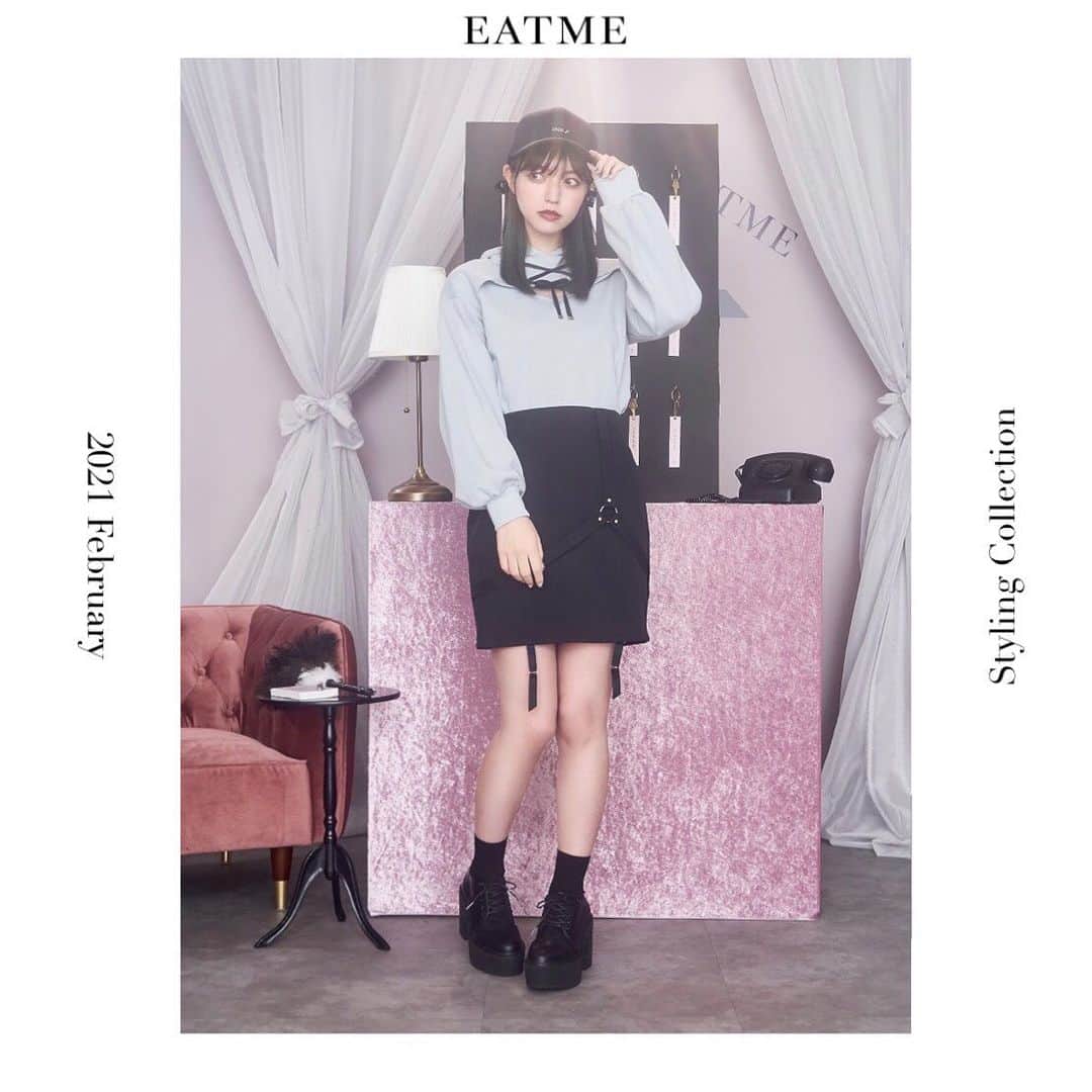 EATMEさんのインスタグラム写真 - (EATMEInstagram)「1.29 update… #EATME #FEBRUARY #LOOK #COLLECTION  #hospitalityresort  @raimu0726_official  🚺:161cm . TOP画面のURLからEATME WEB  STOREをCHECK▶︎▶︎▶︎ @eatme_japan . 🌹デコルテスウェットトップ ¥8,150(＋tax) BLU.PNK.BLK ☑︎FREE ※2.5発売予定 . 🌹ハーネスタイトスカート ¥9,000(＋tax) BLK.GRY.MIX ☑︎S/M ※2.2発売予定 . 🌹EATMEリボンキャップ ¥4,500(＋tax) BLK.PNK ※2月発売予定 . #EATME_COLLECTION #EATME #eatmejapan #イートミー」1月29日 20時08分 - eatme_japan