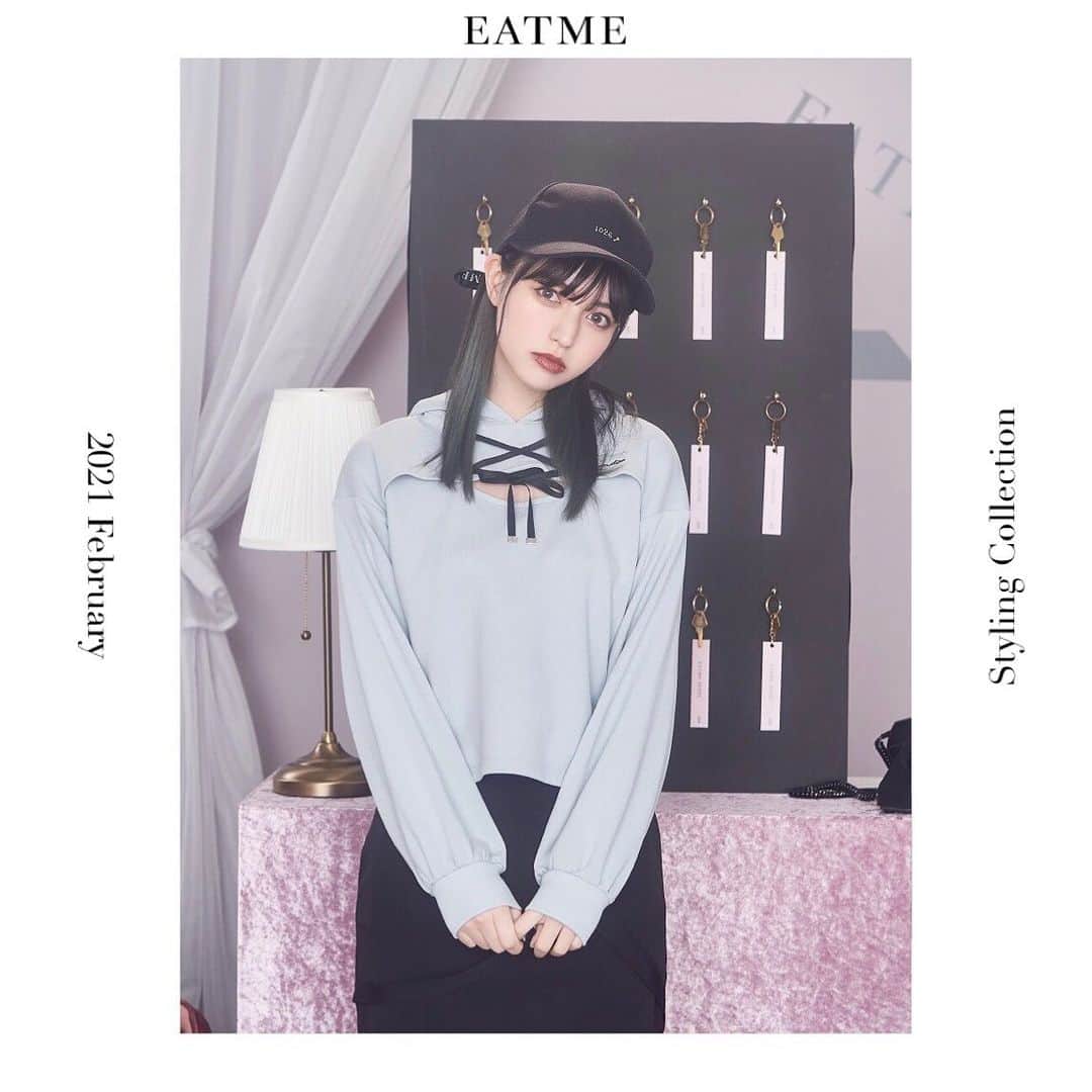 EATMEさんのインスタグラム写真 - (EATMEInstagram)「1.29 update… #EATME #FEBRUARY #LOOK #COLLECTION  #hospitalityresort  @raimu0726_official  🚺:161cm . TOP画面のURLからEATME WEB  STOREをCHECK▶︎▶︎▶︎ @eatme_japan . 🌹デコルテスウェットトップ ¥8,150(＋tax) BLU.PNK.BLK ☑︎FREE ※2.5発売予定 . 🌹ハーネスタイトスカート ¥9,000(＋tax) BLK.GRY.MIX ☑︎S/M ※2.2発売予定 . 🌹EATMEリボンキャップ ¥4,500(＋tax) BLK.PNK ※2月発売予定 . #EATME_COLLECTION #EATME #eatmejapan #イートミー」1月29日 20時08分 - eatme_japan